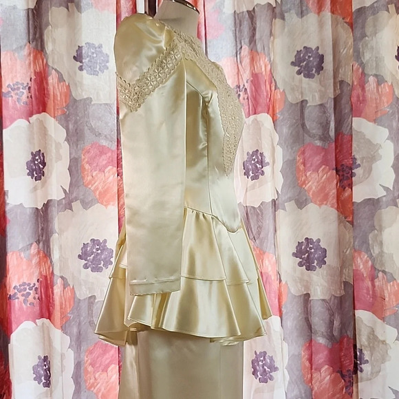 Vintage Jessica McClintock Cream Satin/Silk Wedding Formal Dress Size Small - Picture 8 of 17